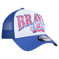 Atlanta Braves New Era Trucker A-Frame 9FORTY Adjustable Hat - White/Royal - New Era on Sale