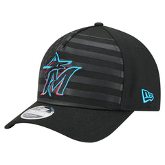 Miami Marlins New Era American Flag 9FORTY M-Crown A-Frame Adjustable Hat - Black - New Era Online