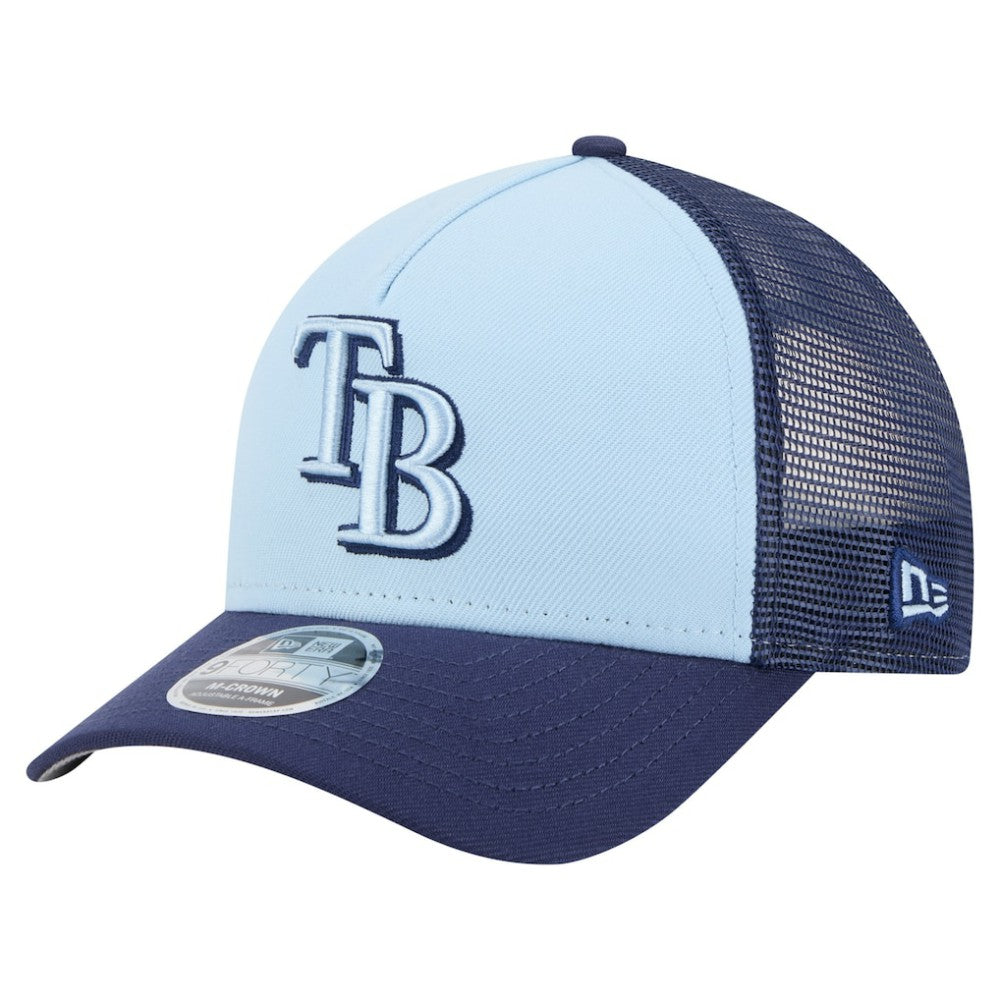 Tampa Bay Rays New Era 2-Tone Color Pack 9FORTY M-Crown A-Frame Adjustable Hat - Light Blue/Navy - New Era Lifestyle