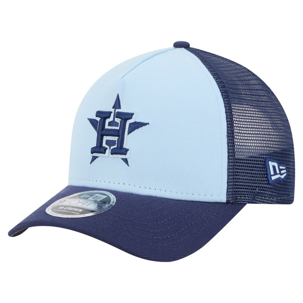 Houston Astros New Era 2-Tone Color Pack 9FORTY M-Crown A-Frame Adjustable Hat - Light Blue/Navy - New Era Online