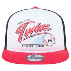 Minnesota Twins New Era Retro Script Trucker 9FIFTY Snapback Hat - White/Red - New Era Sale