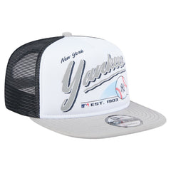New York Yankees New Era Retro Script Trucker 9FIFTY Snapback Hat - White/Gray - New Era Discount