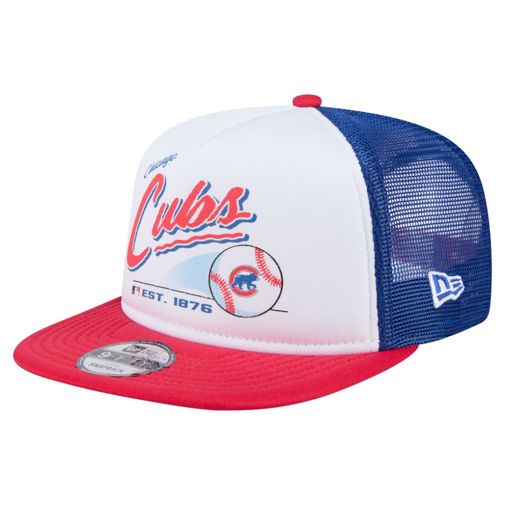 Chicago Cubs New Era Retro Script Trucker 9FIFTY Snapback Hat - White/Red - New Era Lifestyle