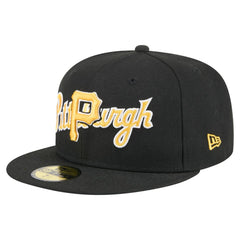 Pittsburgh Pirates New Era Overlap 59FIFTY Fitted Hat - Black - New Era Sale