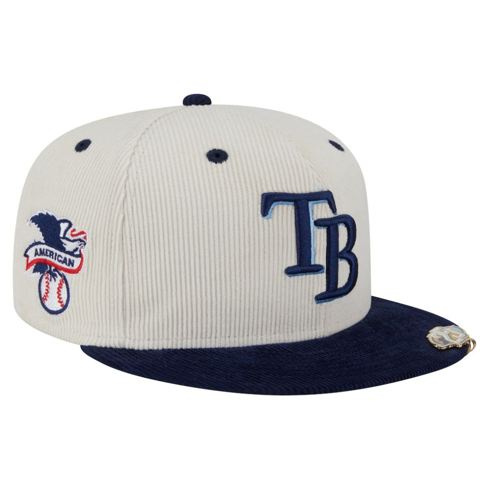 Tampa Bay Rays New Era Two-Tone Corduroy 59FIFTY Fitted Hat - Cream/Navy - New Era on Sale