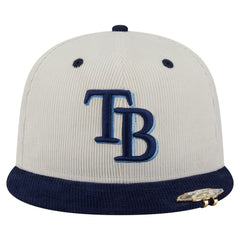 Tampa Bay Rays New Era Two-Tone Corduroy 59FIFTY Fitted Hat - Cream/Navy - New Era on Sale