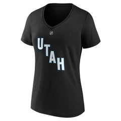 Nick Schmaltz Utah Mammoth Fanatics Women's Authentic Stack Name & Number V-Neck T-Shirt - Black - NHL 201926614