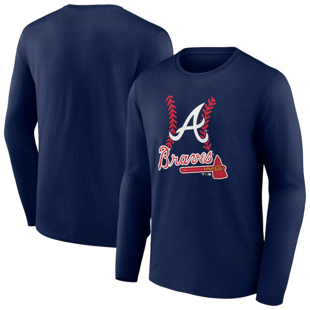 Atlanta Braves Fastball Long Sleeve T-Shirt - Navy - MLB Discount