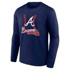 Atlanta Braves Fastball Long Sleeve T-Shirt - Navy - MLB Discount