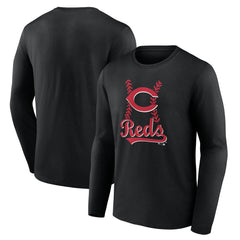 Cincinnati Reds Fastball Long Sleeve T-Shirt - Black - MLB Discount