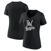 Los Angeles Dodgers Women's Fastball V-Neck T-Shirt - Black - MLB Lifestyle
