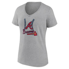 Atlanta Braves Women's Fastball V-Neck T-Shirt - Gray - MLB Lifestyle