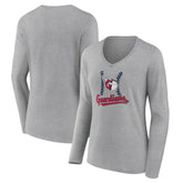 Cleveland Guardians Women's Fastball Long Sleeve V-Neck T-Shirt - Gray - MLB Online