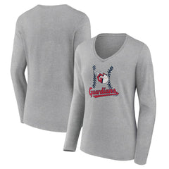 Cleveland Guardians Women's Fastball Long Sleeve V-Neck T-Shirt - Gray - MLB Online