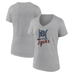 Detroit Tigers Women's Fastball V-Neck T-Shirt - Gray - MLB on Sale