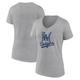 Los Angeles Dodgers Women's Fastball V-Neck T-Shirt - Gray - MLB Lifestyle