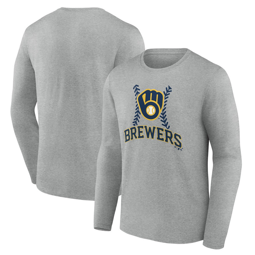 Milwaukee Brewers Fastball Long Sleeve T-Shirt - Gray - MLB Lifestyle