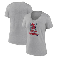 St. Louis Cardinals Women's Fastball V-Neck T-Shirt - Gray - MLB Sale