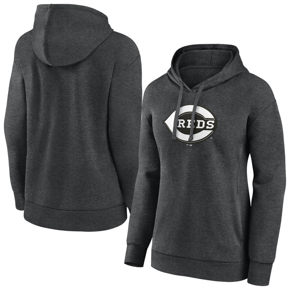 Cincinnati Reds Women's Monochrome Pullover Hoodie - Charcoal - MLB Sale