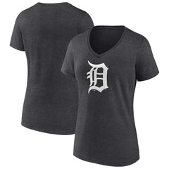 Detroit Tigers Women's Monochrome V-Neck T-Shirt - Charcoal - MLB on Sale