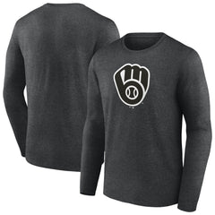 Milwaukee Brewers Monochrome Long Sleeve T-Shirt - Charcoal - MLB Sale