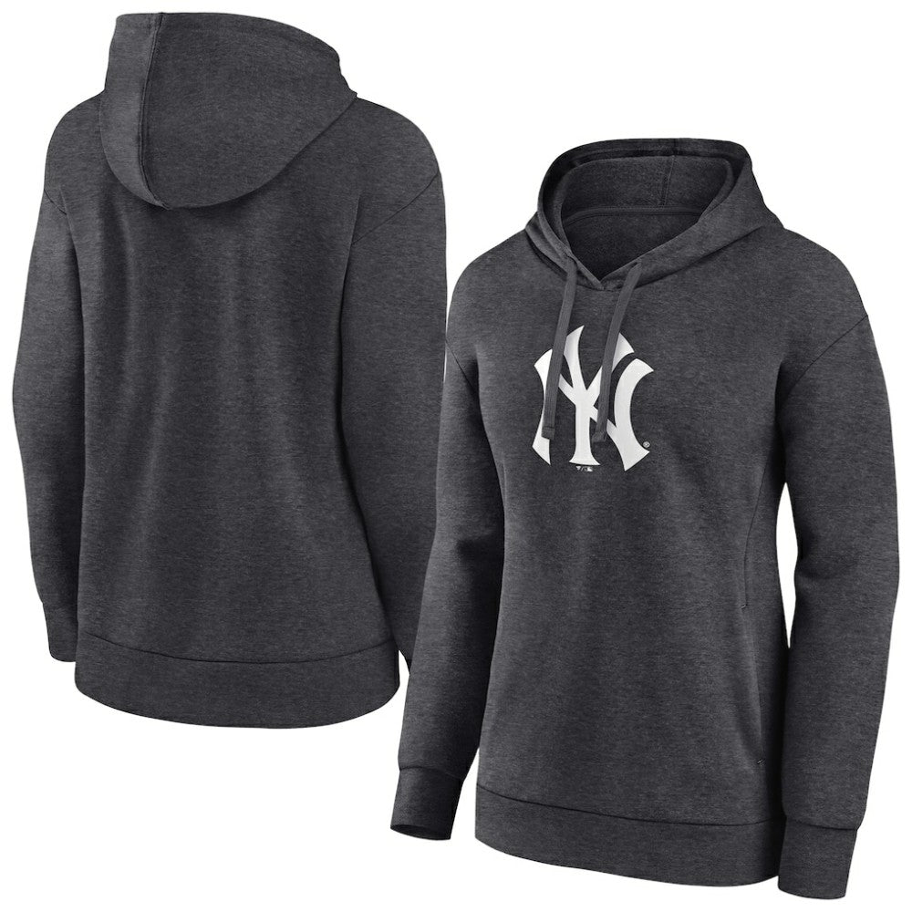 New York Yankees Women's Monochrome Pullover Hoodie - Charcoal - MLB Discount