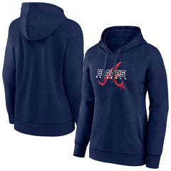 Atlanta Braves Women's Stellar Pullover Hoodie - Navy - MLB Discount