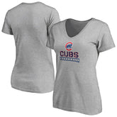 Chicago Cubs Women's Evanston Stencil V-Neck T-Shirt - Gray - MLB Online