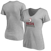 Cincinnati Reds Women's Evanston Stencil V-Neck T-Shirt - Gray - MLB Discount