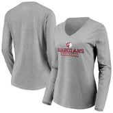 Cleveland Guardians Women's Evanston Stencil Long Sleeve V-Neck T-Shirt - Gray - MLB Sale