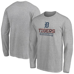 Detroit Tigers Evanston Stencil Long Sleeve T-Shirt - Gray - MLB Online