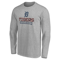 Detroit Tigers Evanston Stencil Long Sleeve T-Shirt - Gray - MLB Online