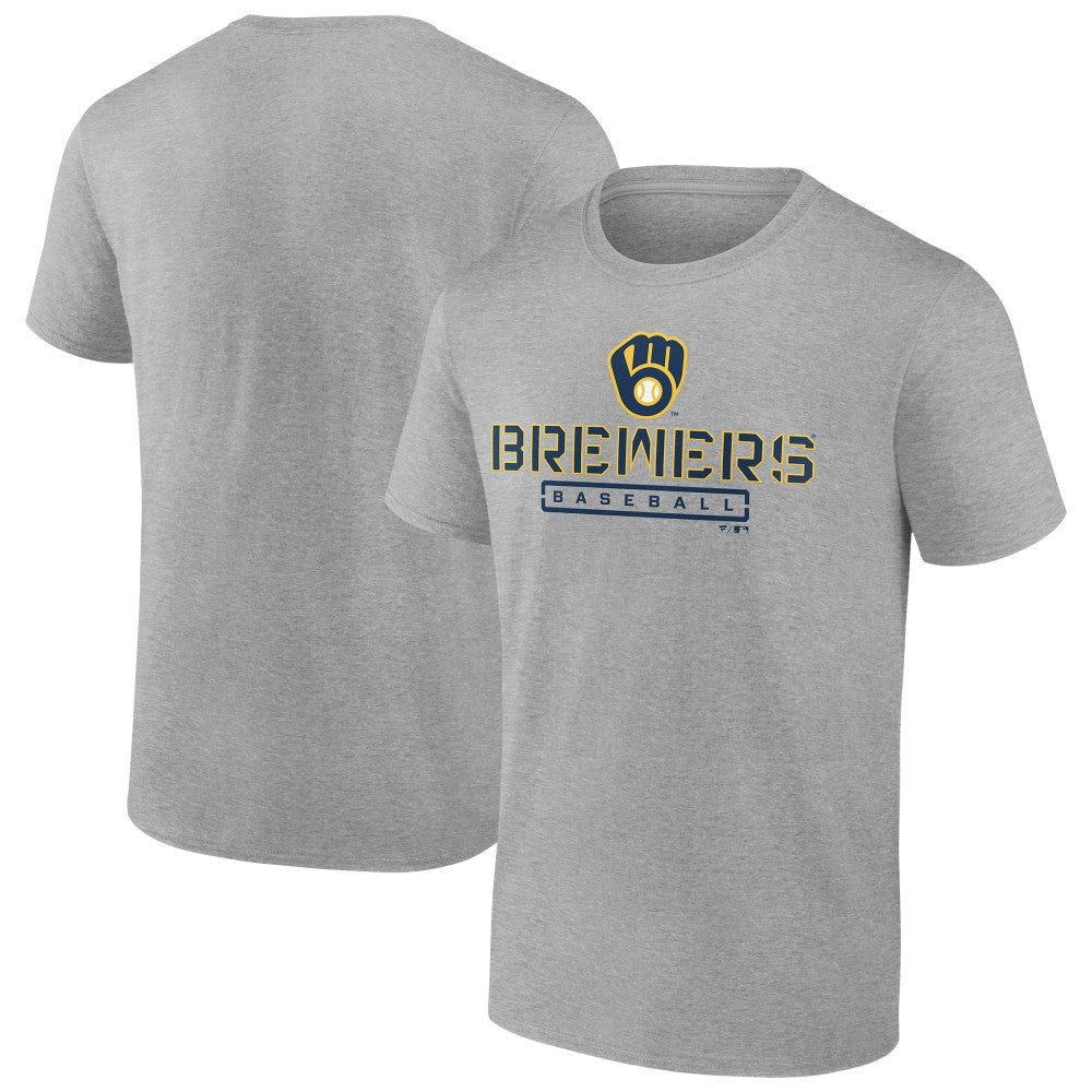 Milwaukee Brewers Evanston Stencil T-Shirt - Heather Gray - MLB on Sale