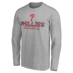 Philadelphia Phillies Evanston Stencil Long Sleeve T-Shirt - Gray - MLB Lifestyle