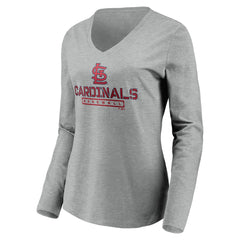 St. Louis Cardinals Women's Evanston Stencil Long Sleeve V-Neck T-Shirt - Gray - MLB Online