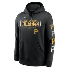 Pittsburgh Pirates Nike Club Stack Pullover Hoodie - Black - Nike Lifestyle