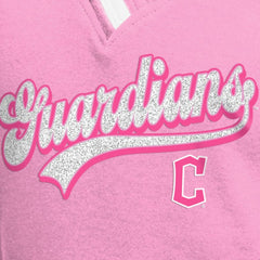 Cleveland Guardians New Era Girls Youth Mommy & Me Raglan V-Neck T-Shirt - Pink - New Era Lifestyle