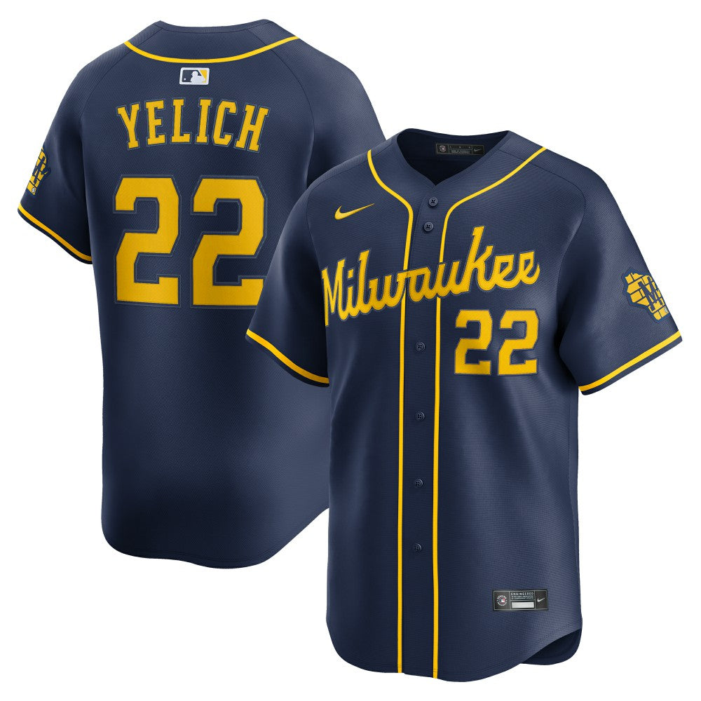 Christian Yelich Milwaukee Brewers Nike Alternate Limited Jersey - Navy - Nike Discount