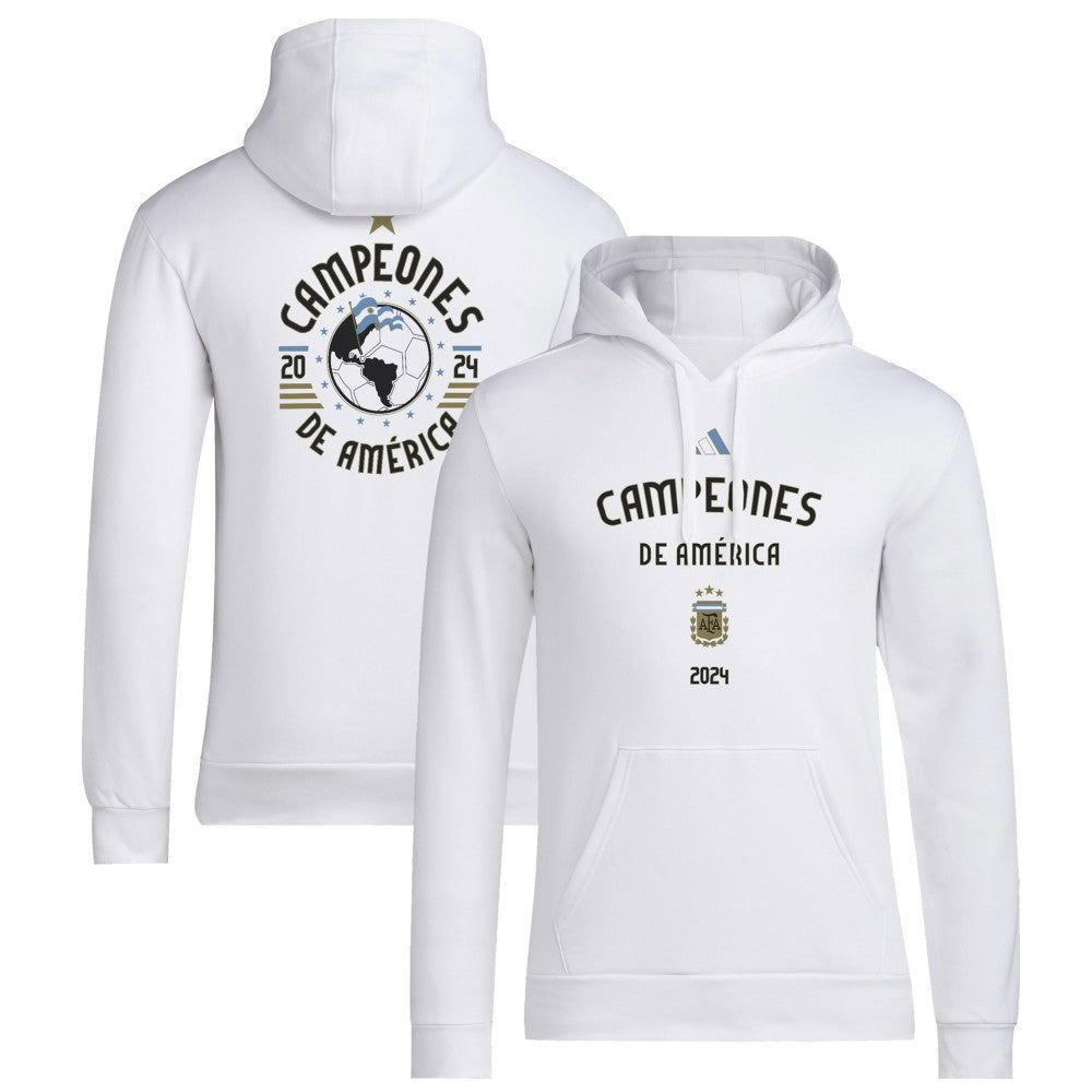 Argentina National Team 2024 Copa America Champions Pullover Hoodie White - Adidas Discount
