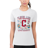 Cleveland Guardians G-III 4Her by Carl Banks Women's Super-Slim Fit Lightweight Flowers Graphic T-Shirt - White - MLB on Sale
