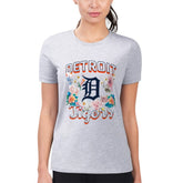 Detroit Tigers G-III 4Her by Carl Banks Women's Super-Slim Fit Lightweight Flowers Graphic T-Shirt - Heather Gray - MLB Discount