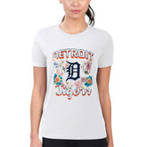 Detroit Tigers G-III 4Her by Carl Banks Women's Super-Slim Fit Lightweight Flowers Graphic T-Shirt - White - MLB Discount
