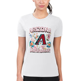 Arizona Diamondbacks G-III 4Her by Carl Banks Women's Super-Slim Fit Lightweight Flowers Graphic T-Shirt - White - MLB on Sale
