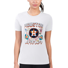 Houston Astros G-III 4Her by Carl Banks Women's Super-Slim Fit Lightweight Flowers Graphic T-Shirt - White - MLB Sale