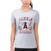 Los Angeles Angels G-III 4Her by Carl Banks Women's Super-Slim Fit Lightweight Flowers Graphic T-Shirt - Heather Gray - MLB on Sale