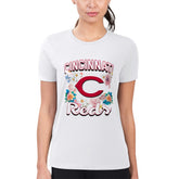 Cincinnati Reds G-III 4Her by Carl Banks Women's Super-Slim Fit Lightweight Flowers Graphic T-Shirt - White - MLB Discount