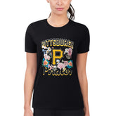 Pittsburgh Pirates G-III 4Her by Carl Banks Women's Super-Slim Fit Lightweight Flowers Graphic T-Shirt - Black - MLB Discount