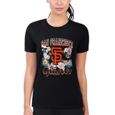 San Francisco Giants G-III 4Her by Carl Banks Women's Super-Slim Fit Lightweight Flowers Graphic T-Shirt - Black - MLB Sale