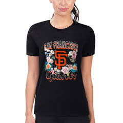San Francisco Giants G-III 4Her by Carl Banks Women's Super-Slim Fit Lightweight Flowers Graphic T-Shirt - Black - MLB Sale