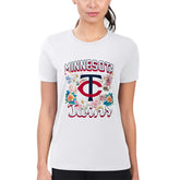 Minnesota Twins G-III 4Her by Carl Banks Women's Super-Slim Fit Lightweight Flowers Graphic T-Shirt - White - MLB on Sale